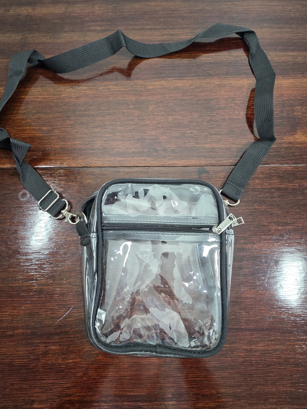 Clear Stadium Crossbody Bag Black Adjustable Strap Concert Game Day Purse